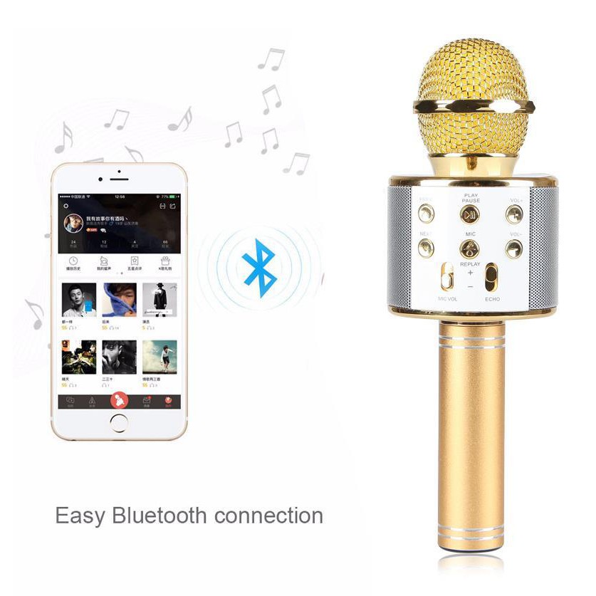 (Miễn Phí Vận Chuyển) Mic kèm Loa Bluetooth WS-858 đa năng 6 trong 1 hát Karaoke -dc2371