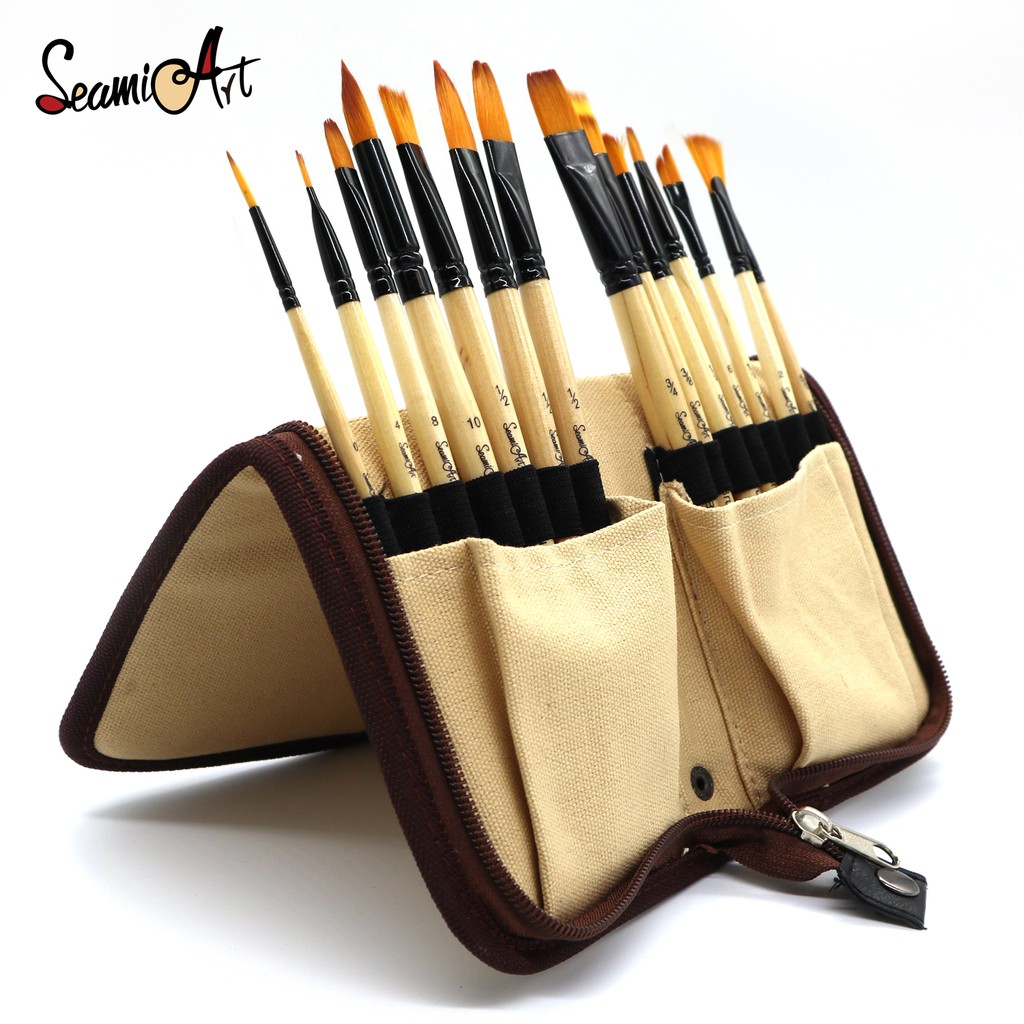 Bộ 14 Cọ Vẽ SeamiArt Tay Cầm Làm Từ Gỗ Và Nylon Tiện Dụng