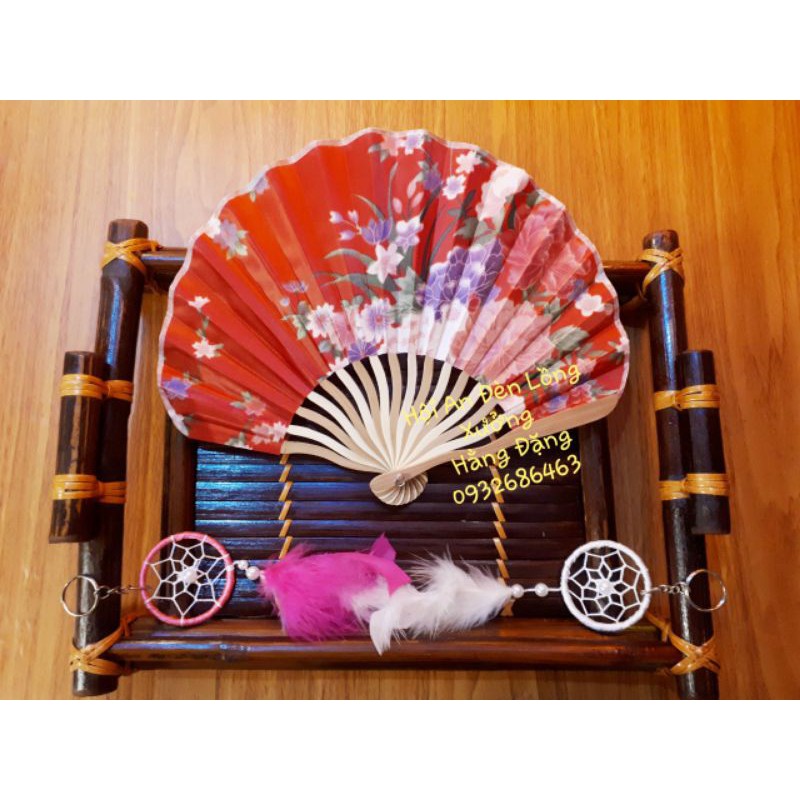 Quạt cổ trang cầm tay (FREESHIP) cán cong phong cách Nhật Bản