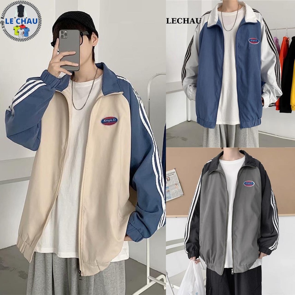 Áo khoác dù 2 lớp nam nữ form rộng AKD44 jacket unisex XNYX phối viền tay streetstyle hottrend phù hợp sinh viên LECHAU
