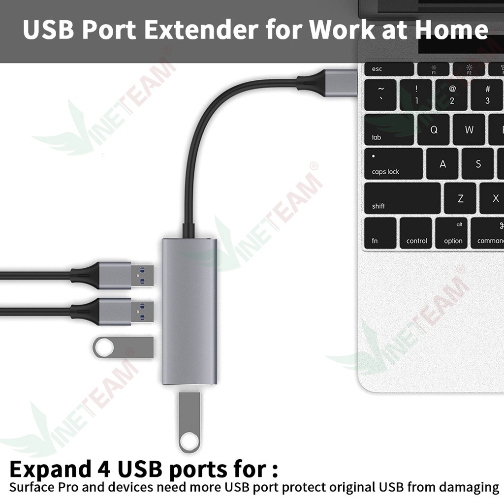 Bộ Chia Hub Type C Sang 3 Cổng Usb 2.0 +1 cổng Usb 3.0 Cho Laptop Điện Thoại Máy Tính Bảng -dc4670