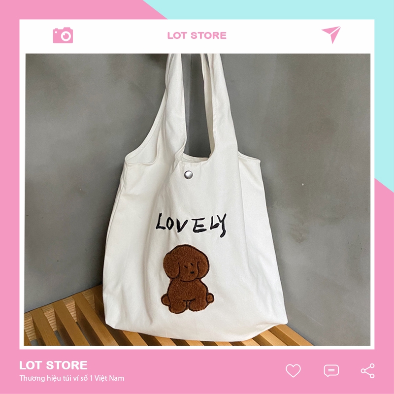 Túi tote vải canvar đeo chéo đi học LOTSTORE TX752
