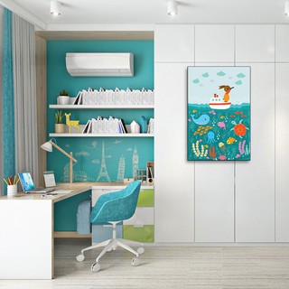Tranh treo tường phòng ngủ trẻ nhỏ “Khám phá đại dương” W1185