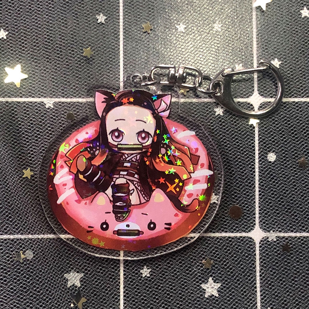 Anime Demon Slayer Kimetsu no Yaiba Keychain Brinco Blade Of Ghost Key Chains Choker Kamado Tanjirou Same Pendant Jewelry