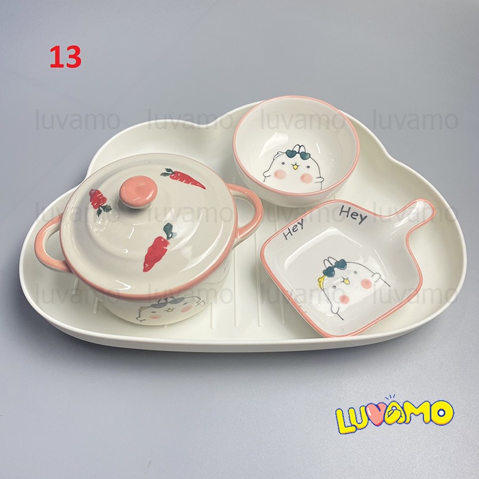 [Tặng thìa báo nóng] Combo bộ bát ăn dặm cho bé