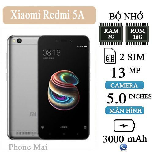 Điện thoại Xiaomi Redmi 5A 2Sim Ram2/16gb nguyên zin,có tiếng việt, full chức năng, giá rẻ