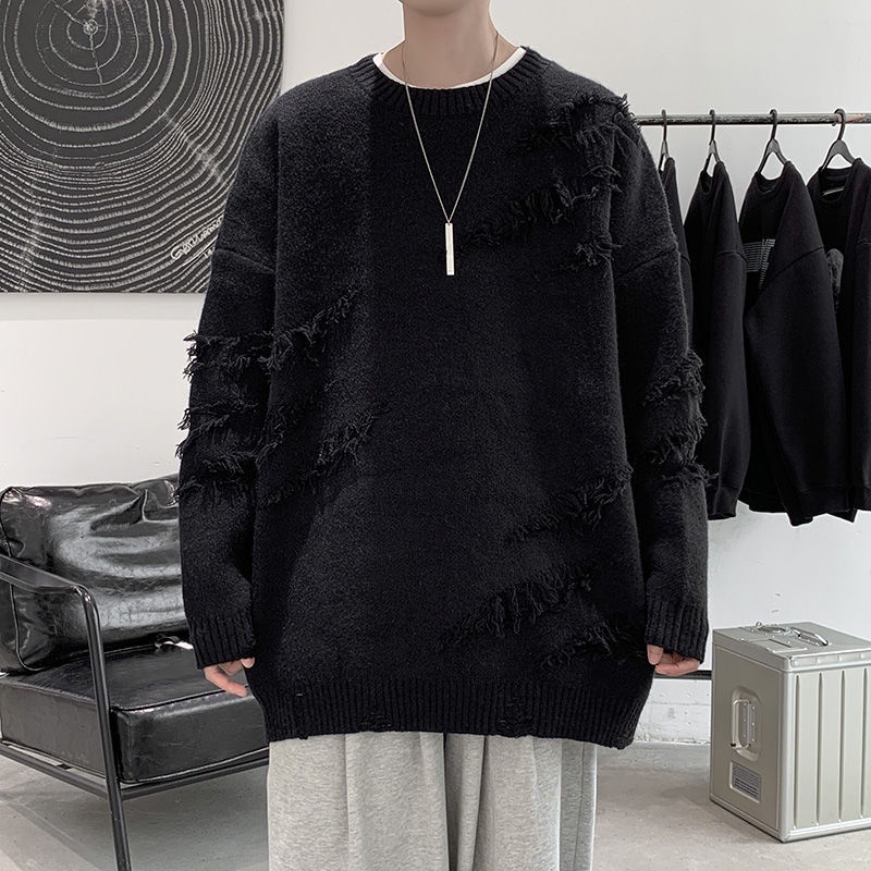Áo sweater cổ tròn dáng rộng thời trang thu đông phong cách hàn quốc cho nam