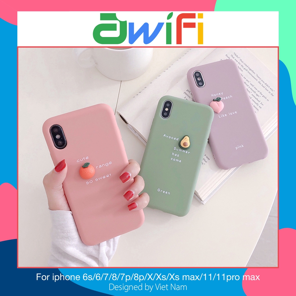 Ốp iphone - Ốp lưng 3d trái cây tí hon trơn 6/6s/6plus/6splus/7/8/7plus/8plus/x/xs/xsmax/11/11promax - Awifi Case E1-3