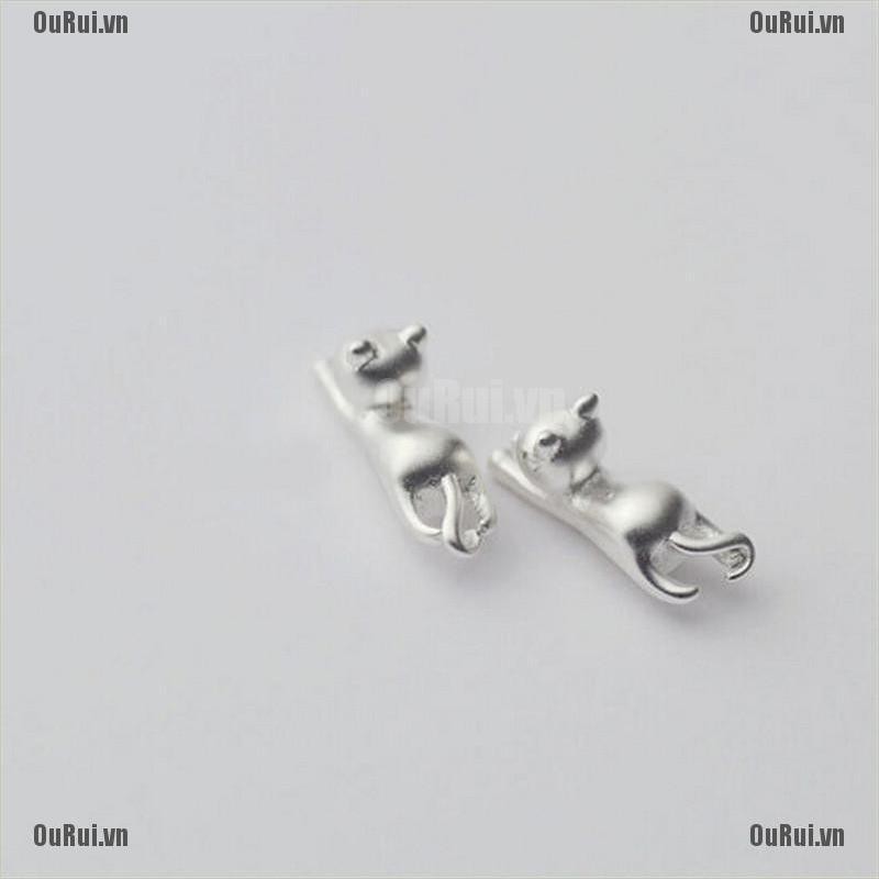 Đôi Bông Tai Mạ Bạc Hình Mèo Dễ Thương