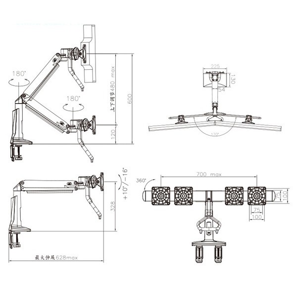 Giá Treo 2 Màn Hình Máy Tính NB - F27 [ Dùng cho màn hình 14&quot; - 27&quot; ] - [ HÀNG CHÍNH HÃNG ]