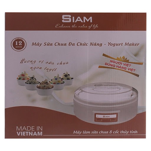 Máy làm sữa chua SIAM loại 8 cốc thủy tinh máy ủ sữa chua nhanh ổn định an toàn tiện lợi.