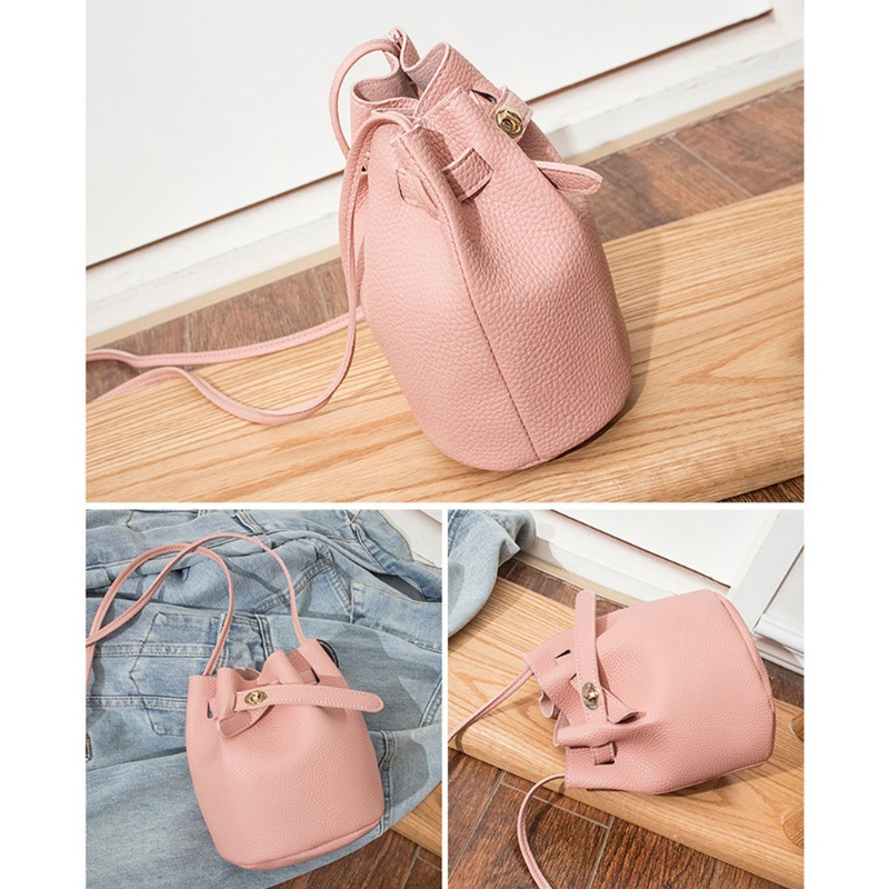 Túi Da PU Đeo Chéo Mini Dây Rút Thời Trang Cho Nữ