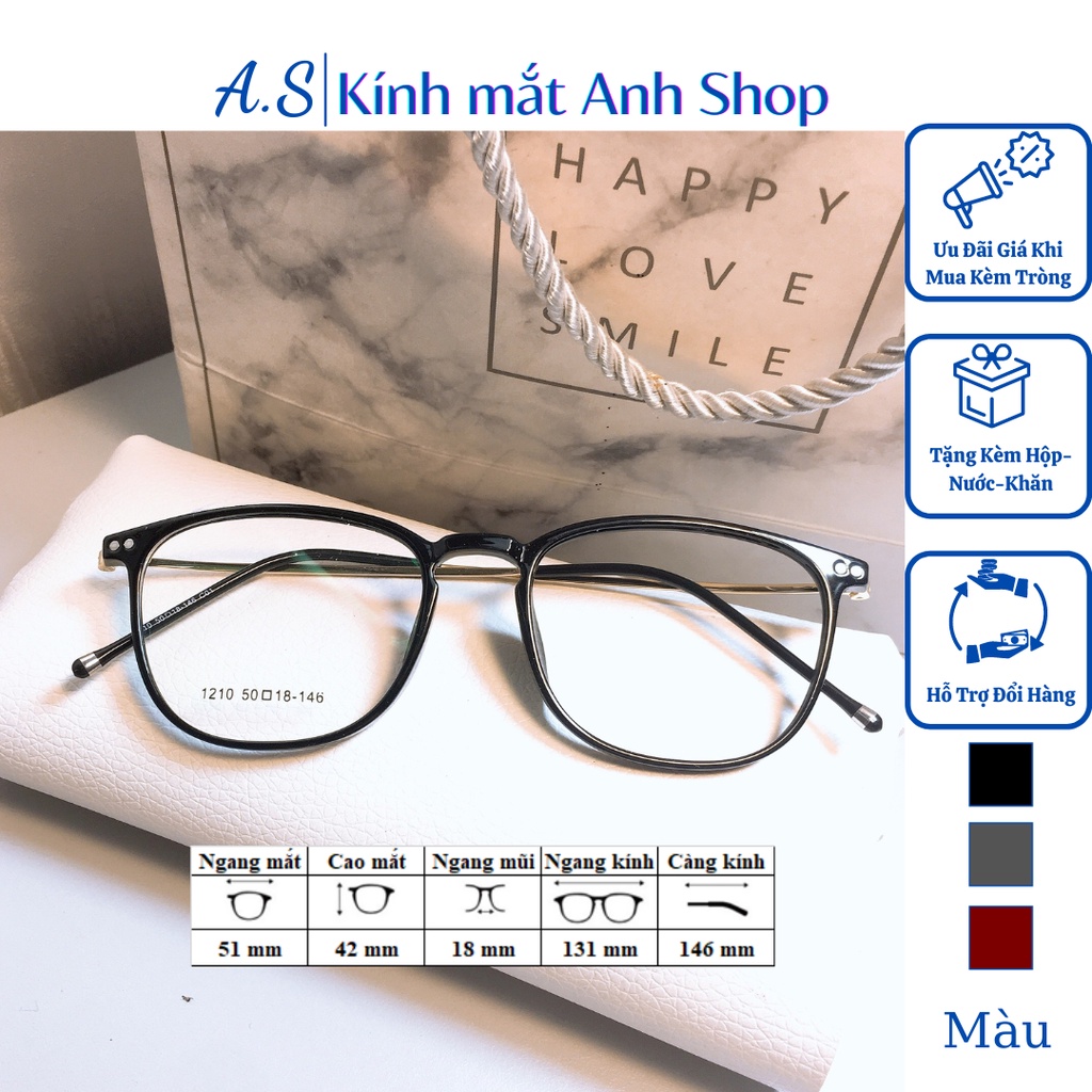 Kính tròn nam nữ chất liệu kim loại kết hợp nhựa dẻo dẻo dai bền 1210