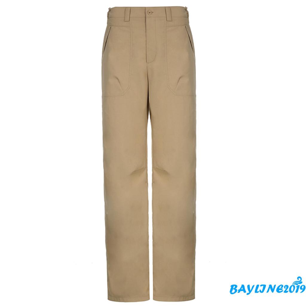 Quần Kaki Dài Ống Đứng Màu Sắc Đơn Giản Thời Trang Cho Nữ