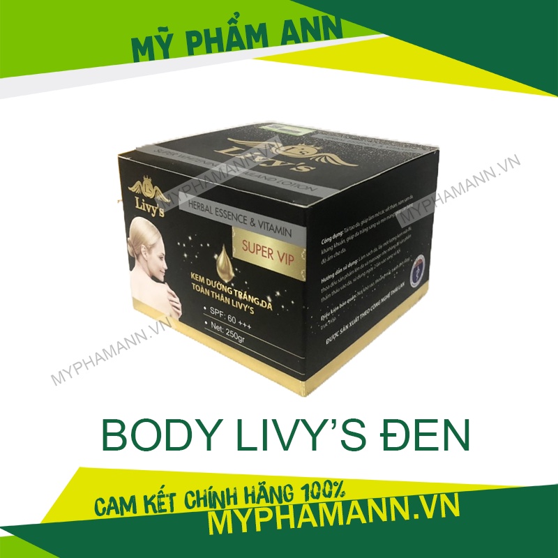 Kem Body Livy Đen Chính Hãng - Kem Dưỡng Trắng Da Chống Nắng Thái Lan 250g