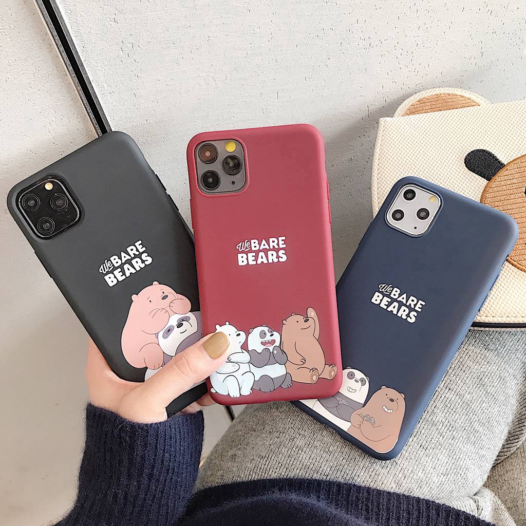 Samsung Galaxy A50 A20 A30 A50s A30s A10 J2 J7 Prime A7 2018 A70 A70s M10 M20 Grand Prime Plus G530 Soft Bare Bear Cute Cartoon Maroon Blue Black Colors TPU Back Cover Hand Phone Cases