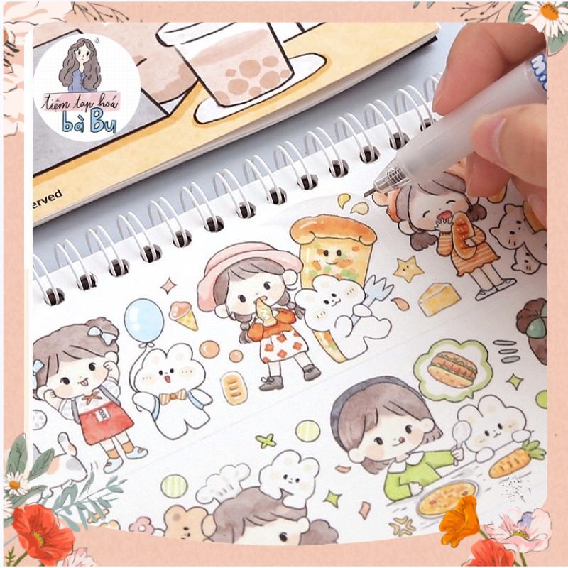 Dao chiết dạng bút và dụng cụ miết thẳng washi tape/stickers dùng với sổ chiết hoặc giấy chiết