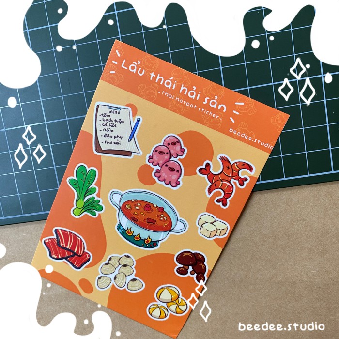 Tấm sticker chủ đề Lẩu Nấm - Lẩu Thái Hải Sản- Lẩu nướng | Hàng độc quyền Beedee.studio |