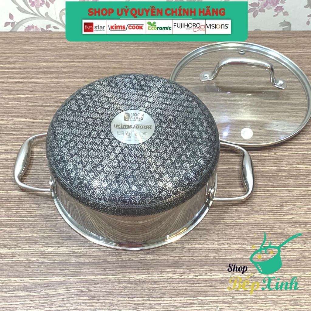 Nồi inox 3 lớp đáy liền cao cấp Kims Cook Blackcube Phủ chống dính Daikin-Nhật Bản thế hệ mới- 18cm/20cm/24cm/26cm