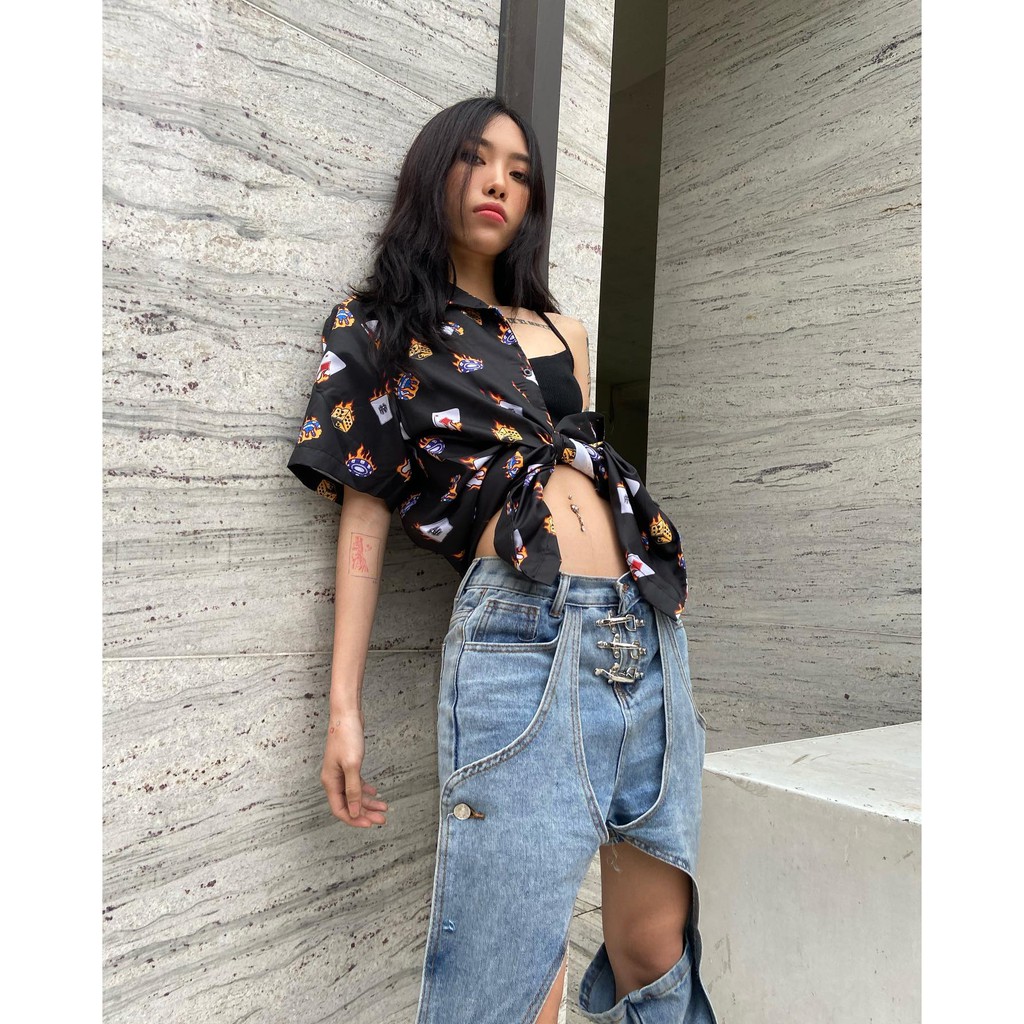 [CLIP THẬT] Áo sơ mi tay ngắn họa tiết JACKBOT mende tay lỡ, FORM UNISEX | BigBuy360 - bigbuy360.vn