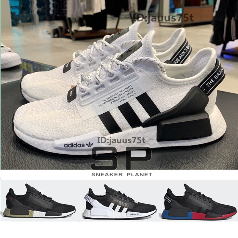 Giày thể thao Adidas NMD Boost R1 V2 bề mặt dệt kim lưới thoáng khí chạy bộ thường ngày cho nam nữ