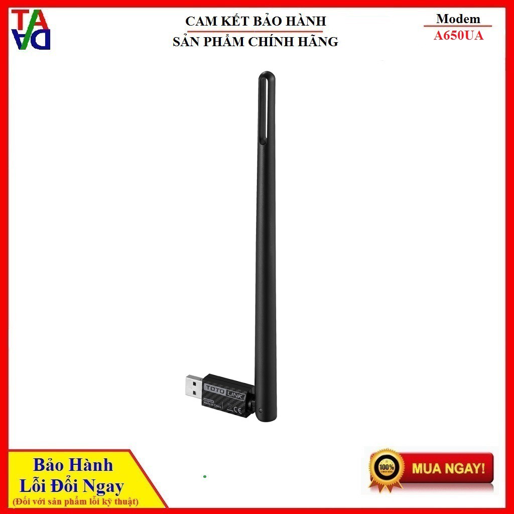 Totolink A650UA | Bộ Thu Wifi Ăng ten dài 5dBi AC650Mbps Không Cần Cài Driver Cho Máy PC | Bảo Hành 1 Đổi 1 24 Tháng