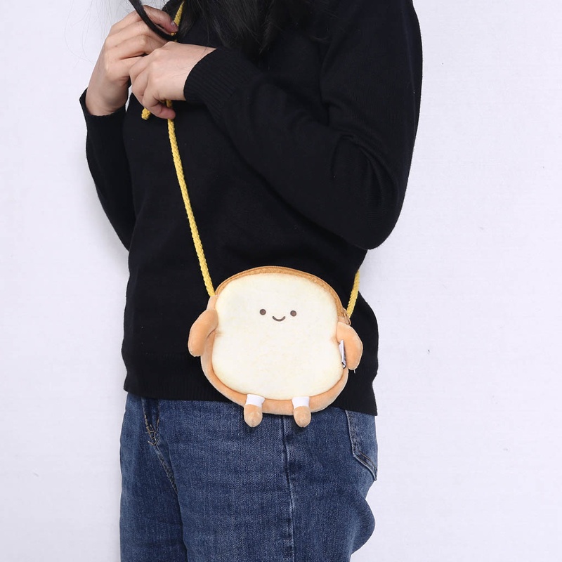 Túi Đeo Chéo Vai Hình Bánh Mì Nướng Mini Phối Lông Thời Trang