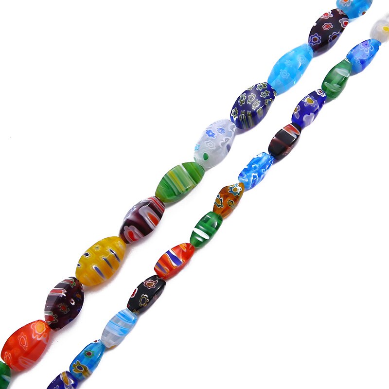 Hạt kính họa tiết hoa hình ống nhiều kiểu có lỗ xỏ dây dùng làm vòng tay trang sức đồ thủ công