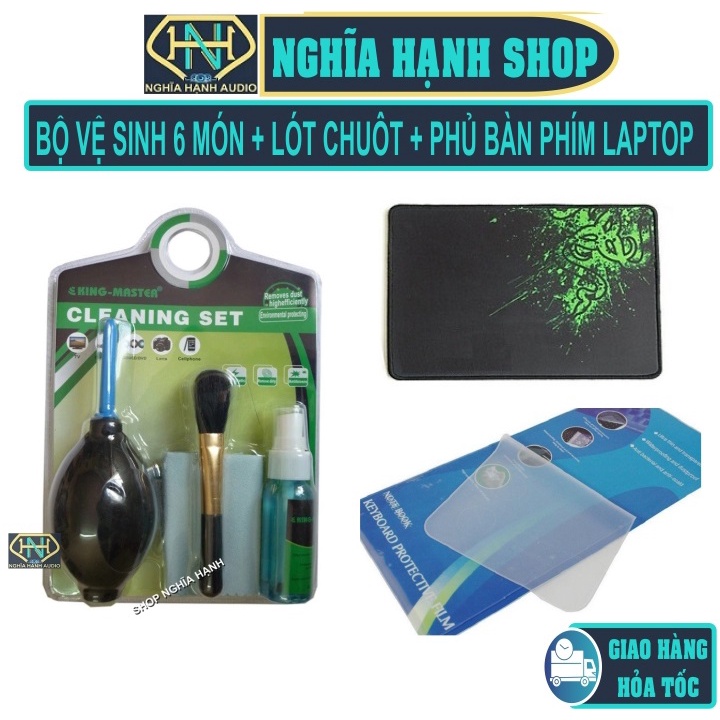 Combo Bộ vệ sinh máy tính laptop 6 món kèm miếng lót chuột gamepad tấm phủ bàn phím laptop