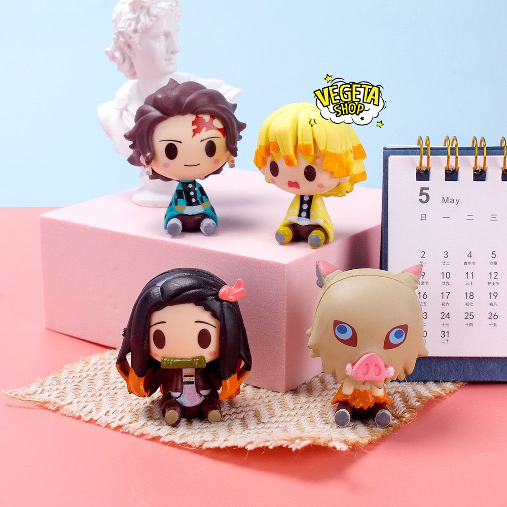 Mô hình Kimetsu No Yaiba - 10 mẫu Chibi Tanjiro Nezuko Zenitsu Inosuke Rengoku Xà Luyến Hà trụ - Thanh gươm diệt quỷ