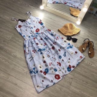 Váy 2 dây tiểu thư xanh mát