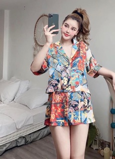 BỘ PIJAMA LỤA HOẠ TIẾT ĐỘC LẠ
