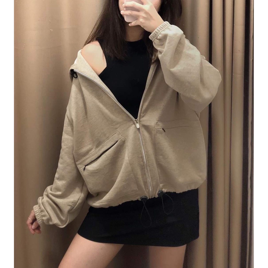 Áo khoác nỉ Túi Hộp Dây Kéo form rộng áo nỉ Hoodie bông ulzzang Cá Tính Unisex AKN30 Guvia