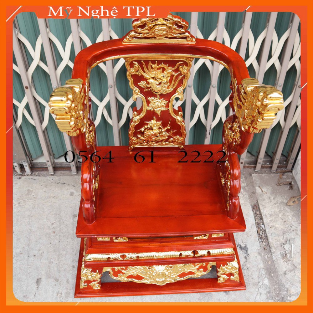 Ngai thờ vách rồng song long gỗ hương đá rát vàng cao 73cm