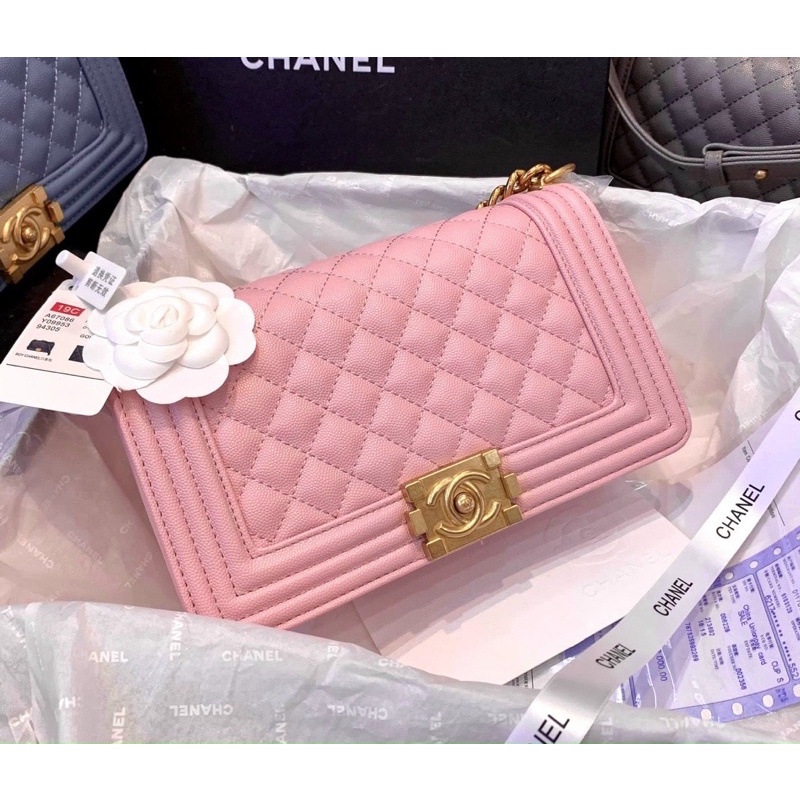 ♥️Túi Cha. nel Boy khoá vàng da size 25cm SPVIP,9 màu-2711