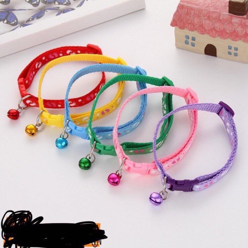 VÒNG CỔ CÓ CHUÔNG CHO CHÓ MÈO - THÚ CƯNG ( dây sắc màu,có dây chuông,khóa bấm mở dễ dàng