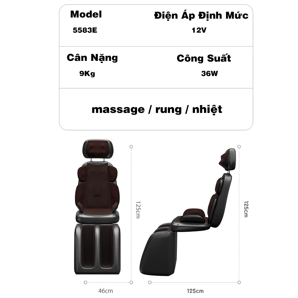 Ghế massage toàn thân JVJ 5583E đa năng hỗ trợ giảm đau mỏi lưng, vai, gáy- Bảo Hành 12 tháng