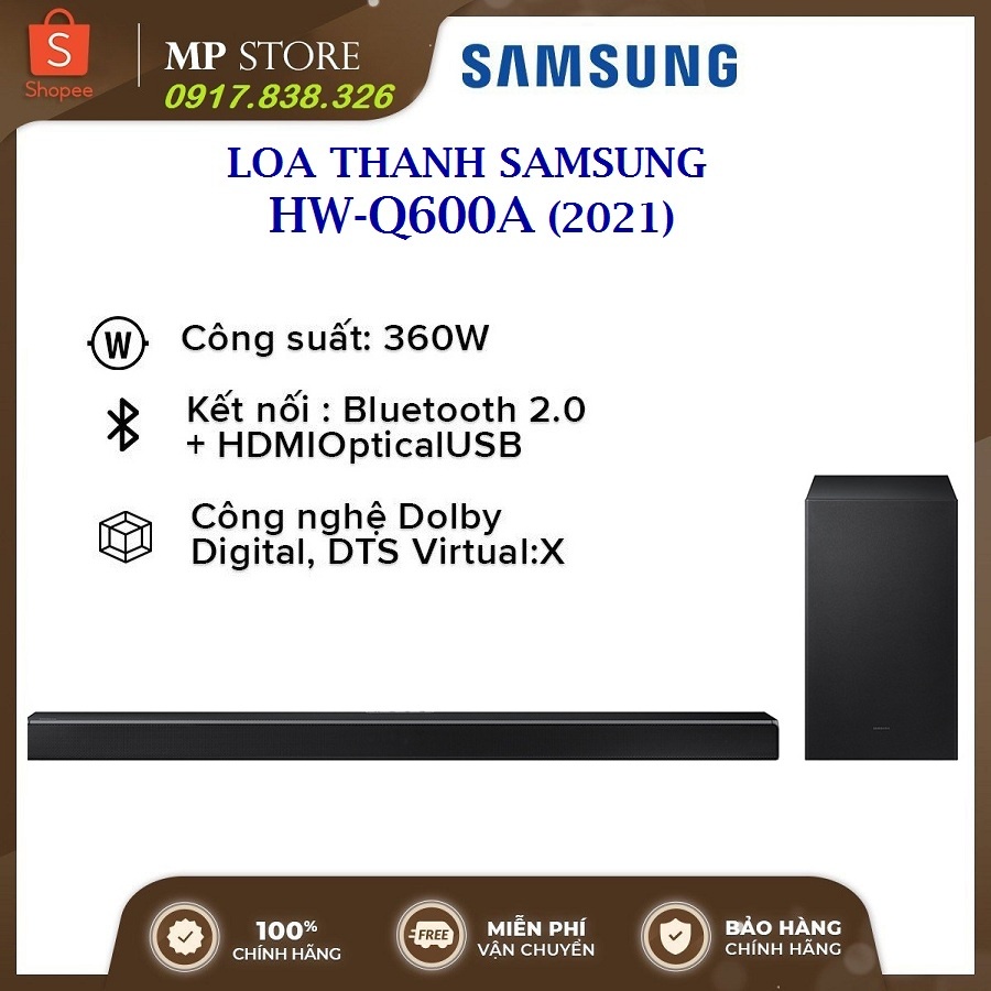 Loa soundbar Samsung HW-Q600A 3.1.2ch (360W), Hàng chính hãng