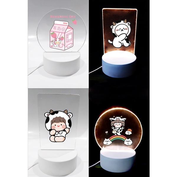 Đèn Led 3D bò sữa DLI26 Đèn Ngủ 3D Sáng Tạo cute dễ thương