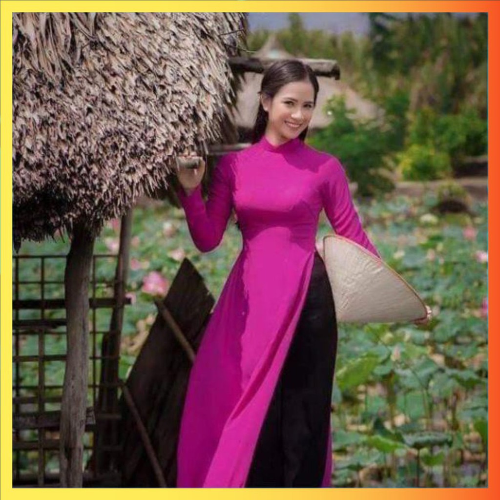 [BẢO HÀNH UY TÍN] Bộ áo dài trơn tím cẩm, áo dài truyền thống, nhận cắt áo dài ADT2T-Tím cẩm