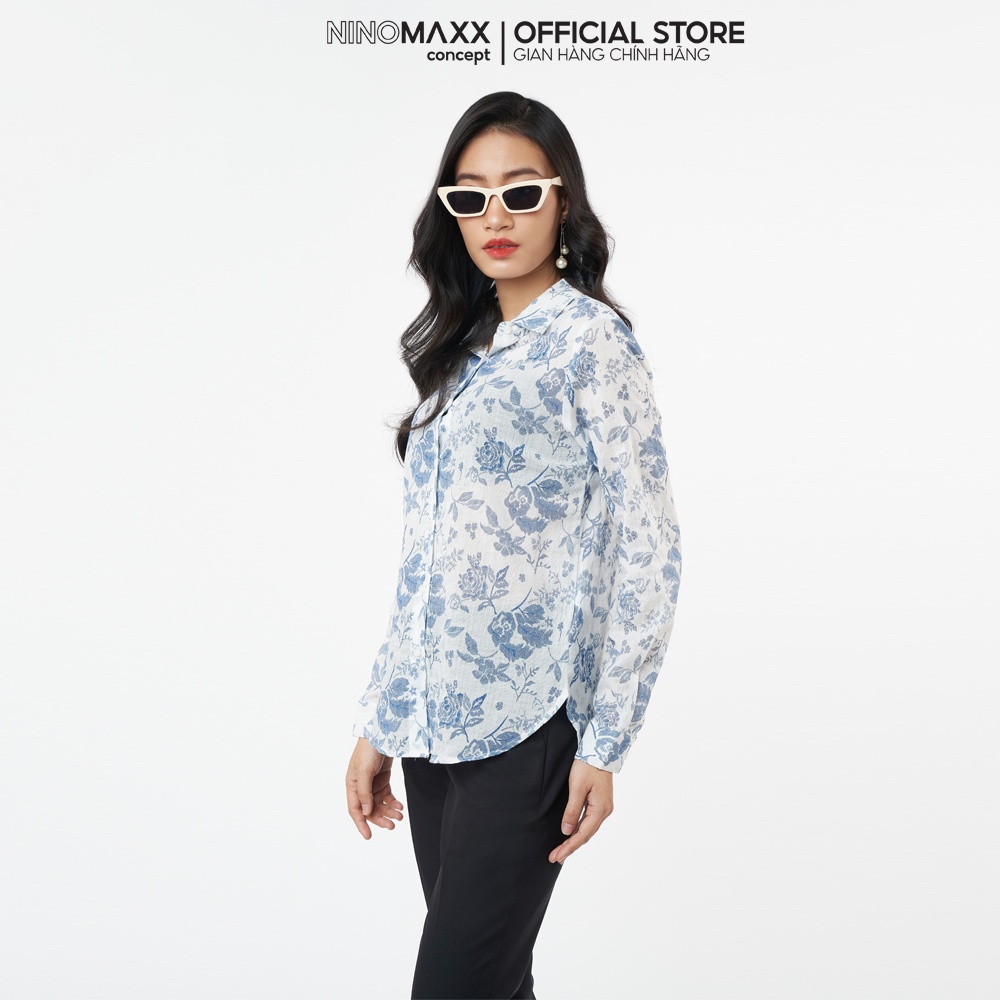 N&amp;M Áo sơ mi kiểu Nữ tay dài Lyocell cotton mềm mịn 2012075