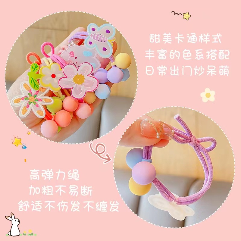 Dây Buộc Tóc Đính Mặt Hoạt Hình Dễ Thương Cho Bé Gái