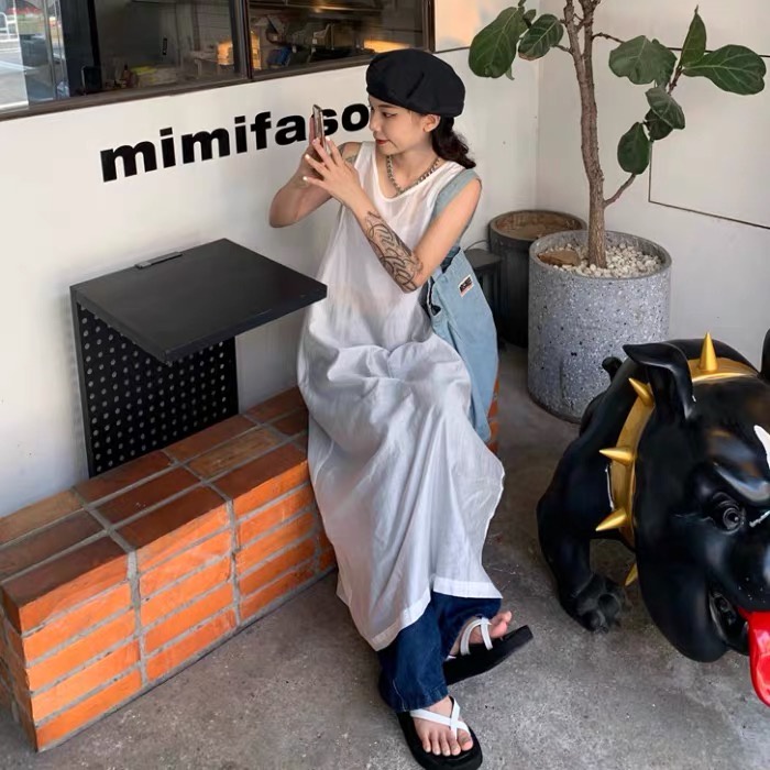 𝗺𝗶𝗲 𝘀𝘁𝘂𝗱𝗶𝗼 - HÀNG CÓ SẴN Áo không tay dài xẻ tà mềm mại