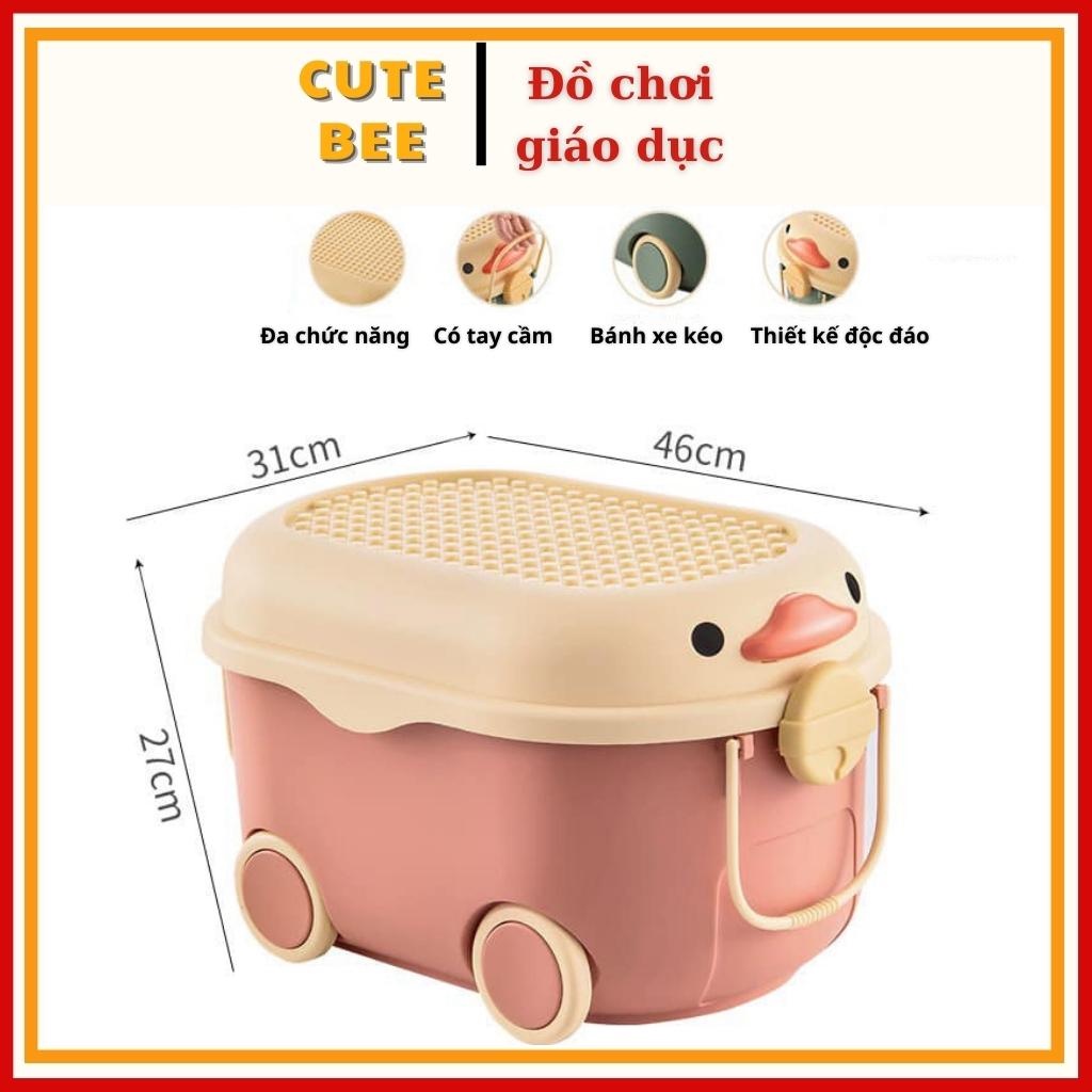 THÙNG ĐỰNG ĐỒ CHƠI CHO BÉ HÌNH CON VỊT BÁNH XE, CÓ TAY KÉO