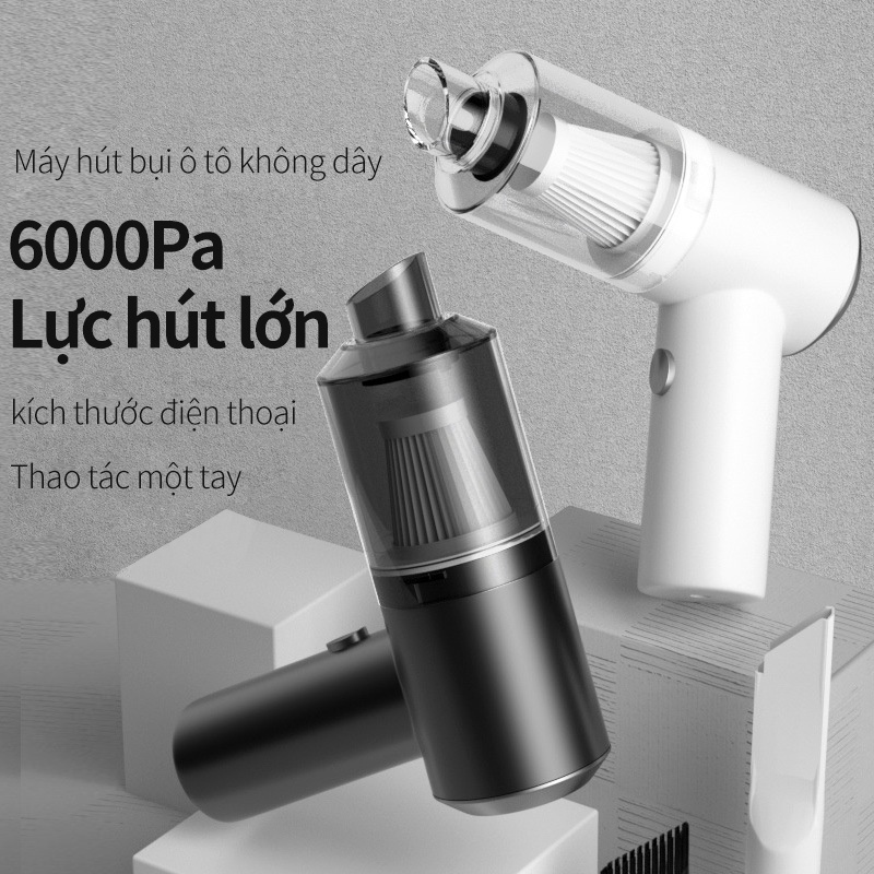 Máy Hút Bụi Cầm Tay Không Dây Siêu Mini Lực Hút Cực Mạnh 6000PA - 120W, SẠC USB