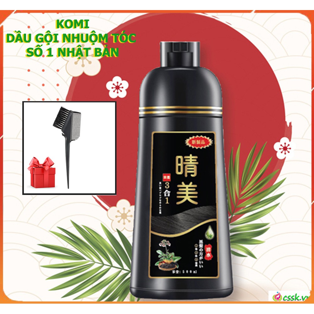 Dầu gội đen tóc Komi Nhật Bản chính hãng (Tặng lược nhuộm tóc 2 đầu)