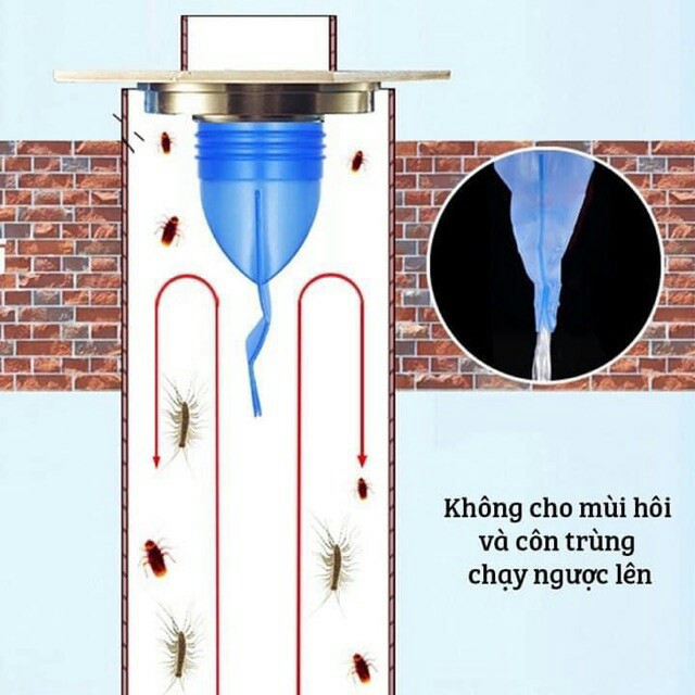 Ngăn mùi thoát sàn, ngăn trào ngược nhà tắm, côn trùng xâm nhập, Phễu ngăn mùi bằng Silicone cao cấp