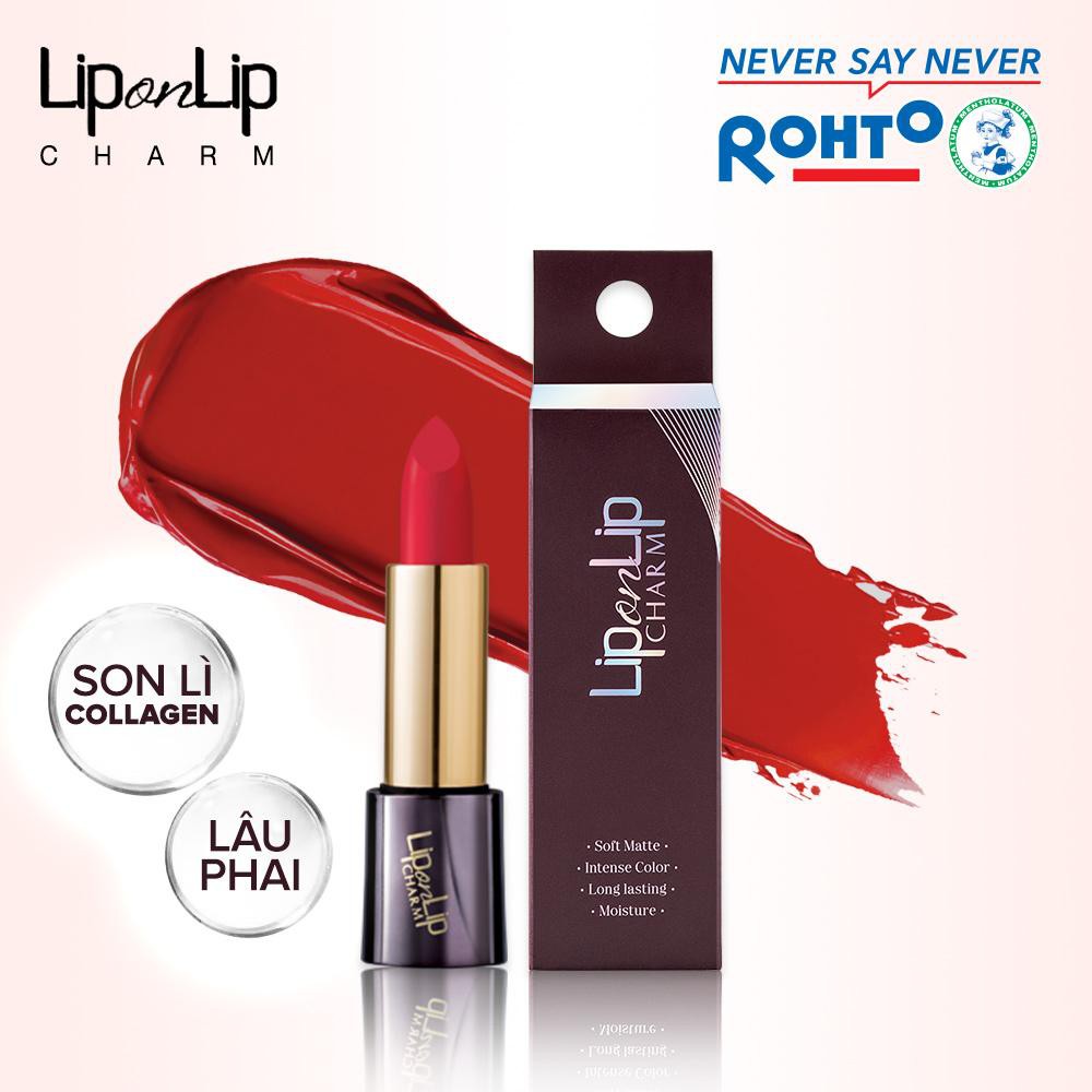 Son lì Collagen siêu mịn Lip On Lip Charm Charming Red 4g (Đỏ cổ điển)