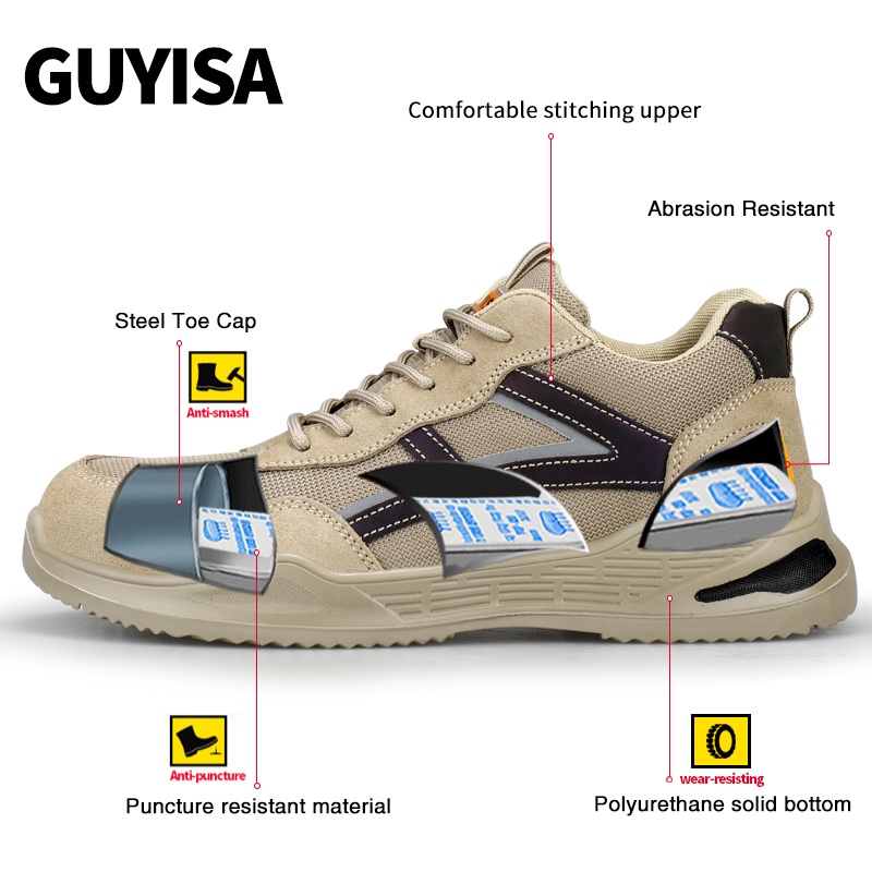 Đôi giày bảo hộ lao động GUYISA mũi thép chống đâm thủng thoải mái thoáng khí tiện lợi