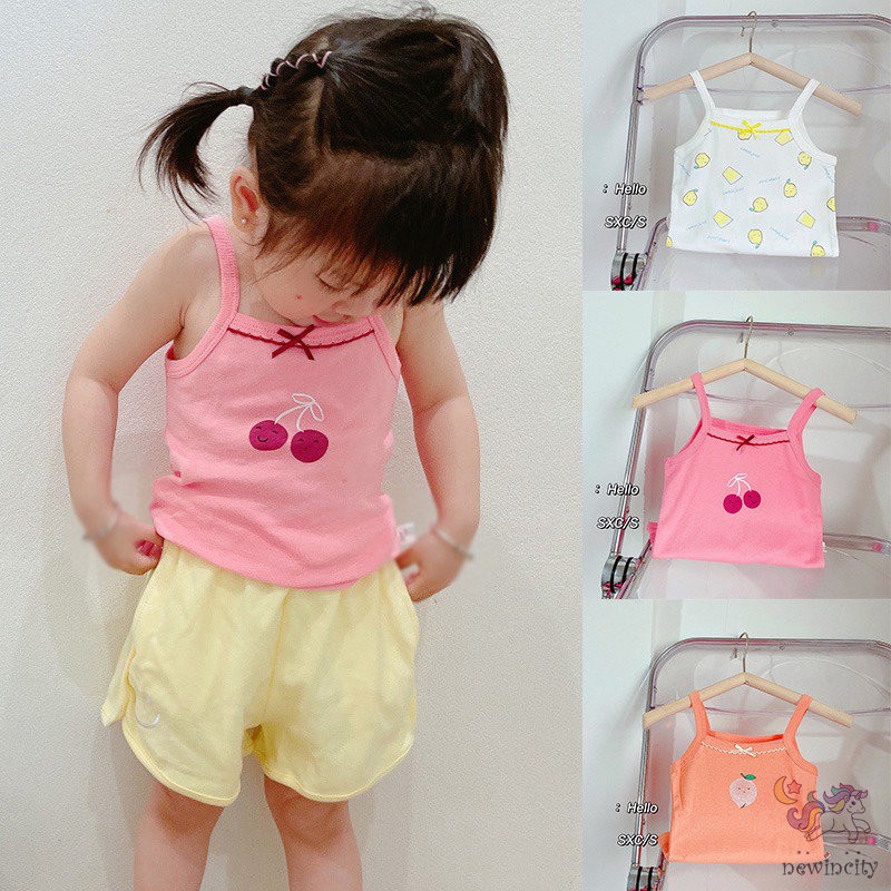 Áo Ba Lỗ Vải Cotton Thoáng Khí In Hoạt Hình Kiểu Hàn Quốc Thời Trang Mùa Hè Dành Cho Bé Gái